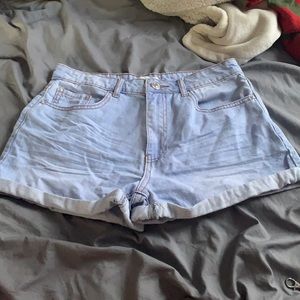 Light wash denim shorts